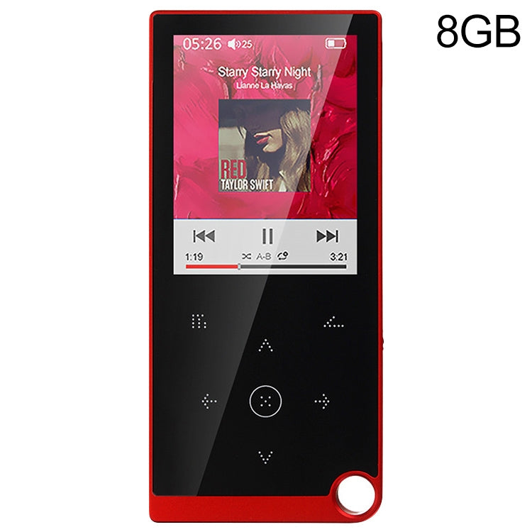 E05 2.4 inch Touch-Button MP4 / MP3 Lossless Music Player, Support E-Book / Alarm Clock / Timer Shutdown, Memory Capacity: 8GB without Bluetooth(Red)