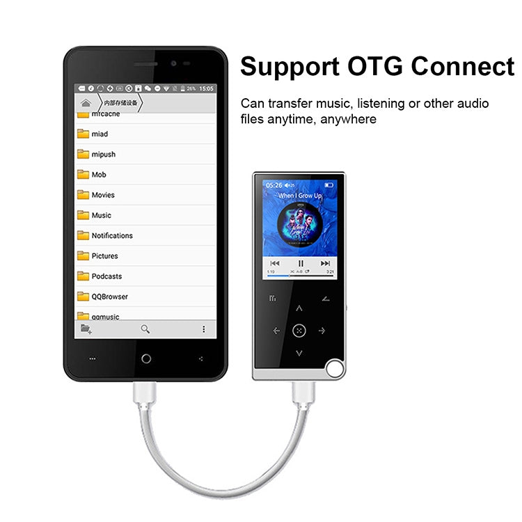 E05 2.4 inch Touch-Button MP4 / MP3 Lossless Music Player, Support E-Book / Alarm Clock / Timer Shutdown, Memory Capacity: 8GB without Bluetooth(Silver Grey)