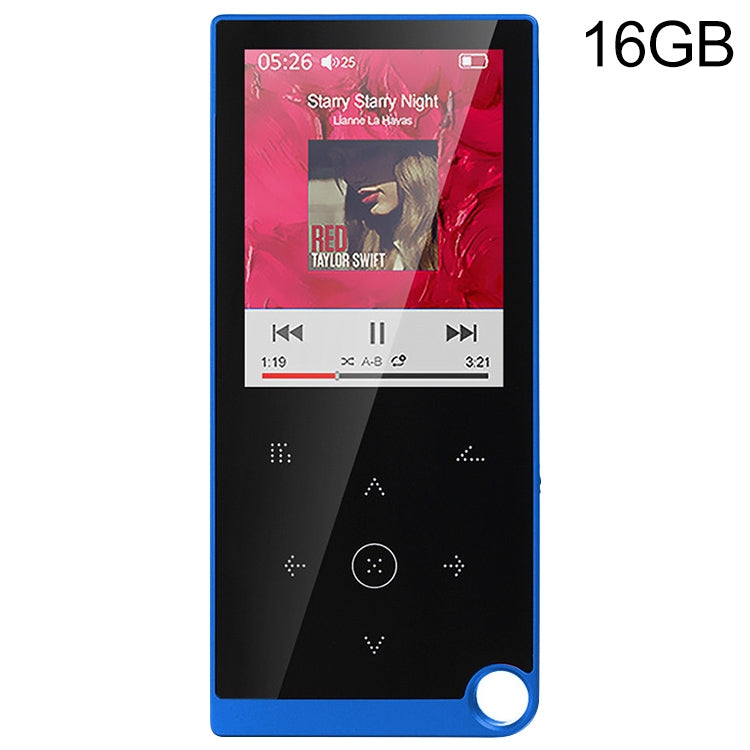 E05 2.4 inch Touch-Button MP4 / MP3 Lossless Music Player, Support E-Book / Alarm Clock / Timer Shutdown, Memory Capacity: 16GB without Bluetooth(Blue)
