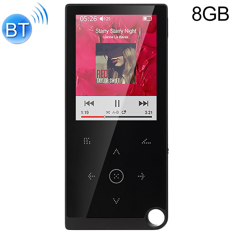 E05 2.4 inch Touch-Button MP4 / MP3 Lossless Music Player, Support E-Book / Alarm Clock / Timer Shutdown, Memory Capacity: 8GB Bluetooth Version(Black)