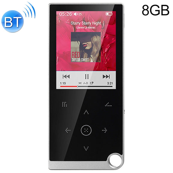 E05 2.4 inch Touch-Button MP4 / MP3 Lossless Music Player, Support E-Book / Alarm Clock / Timer Shutdown, Memory Capacity: 8GB Bluetooth Version(Silver Grey)