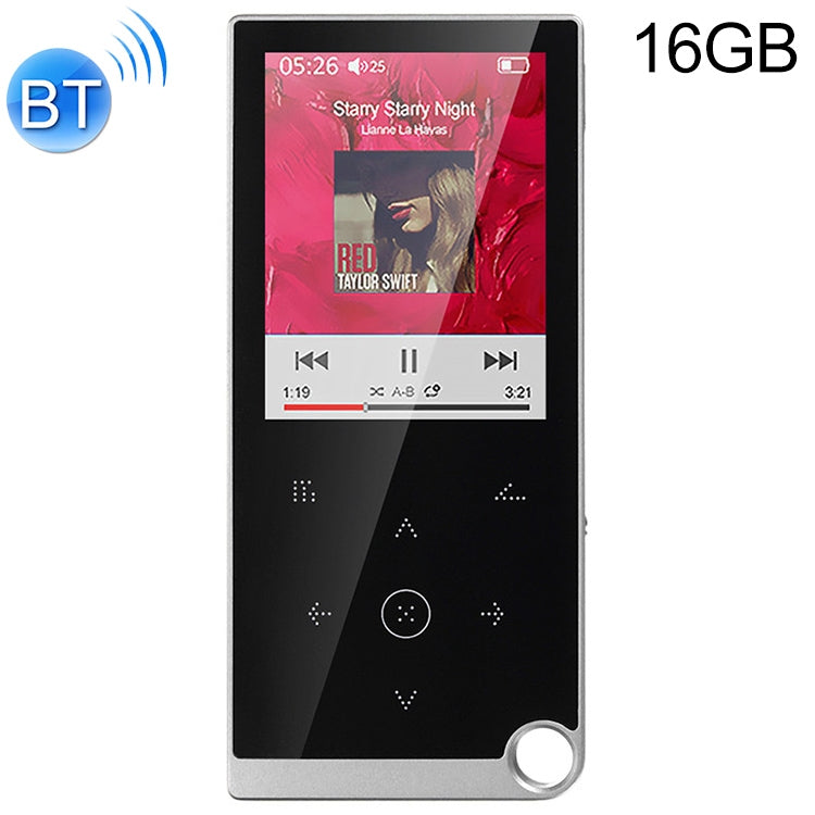 E05 2.4 inch Touch-Button MP4 / MP3 Lossless Music Player, Support E-Book / Alarm Clock / Timer Shutdown, Memory Capacity: 16GB Bluetooth Version(Silver Grey)