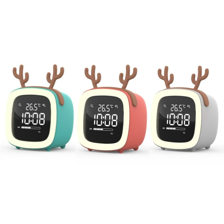 Cartoon Deer Shape Children Snooze Multifunctional USB Rechargeable Student LED Alarm Clock(Orange)