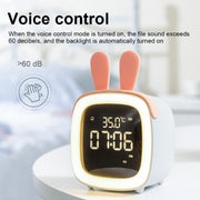 Cartoon Deer Shape Children Snooze Multifunctional USB Rechargeable Student LED Alarm Clock(Blue)