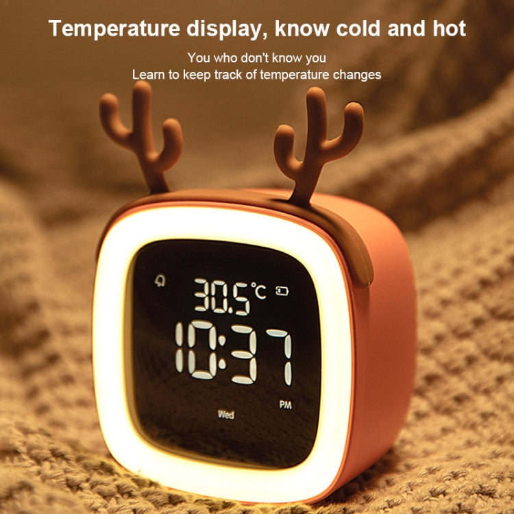 Cartoon Deer Shape Children Snooze Multifunctional USB Rechargeable Student LED Alarm Clock(Blue)