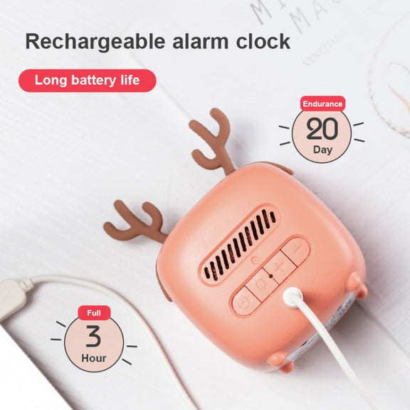 Cartoon Deer Shape Children Snooze Multifunctional USB Rechargeable Student LED Alarm Clock(Gray)