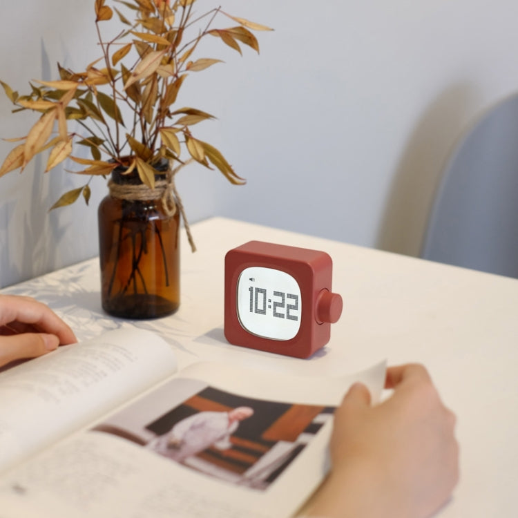 Student Creative Multifunctional Mute Bedside Bedroom Square Alarm Clock(Milky)