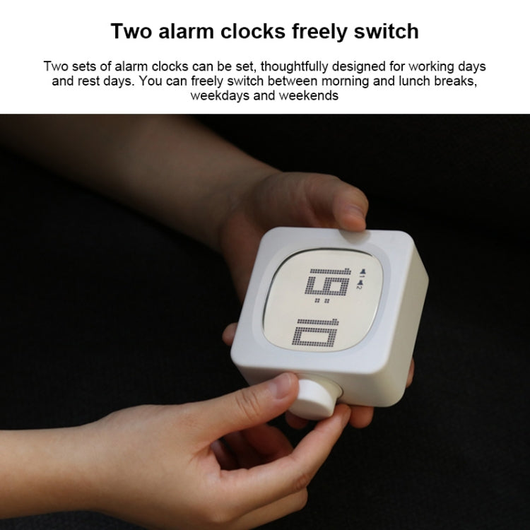 Student Creative Multifunctional Mute Bedside Bedroom Square Alarm Clock(Milky)
