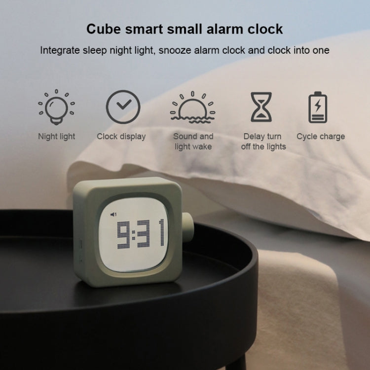 Student Creative Multifunctional Mute Bedside Bedroom Square Alarm Clock(Milky)