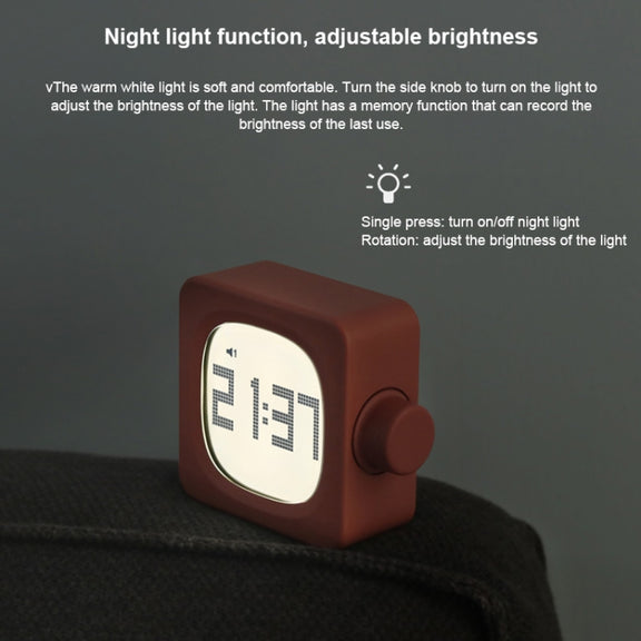 Student Creative Multifunctional Mute Bedside Bedroom Square Alarm Clock(Milky)
