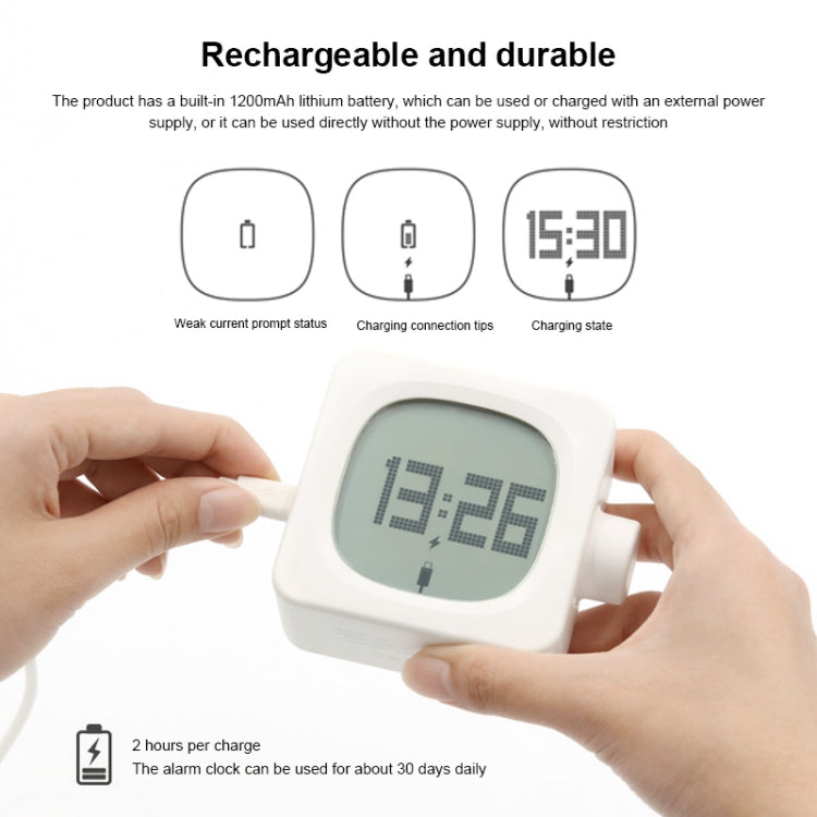Student Creative Multifunctional Mute Bedside Bedroom Square Alarm Clock(Pea Green)