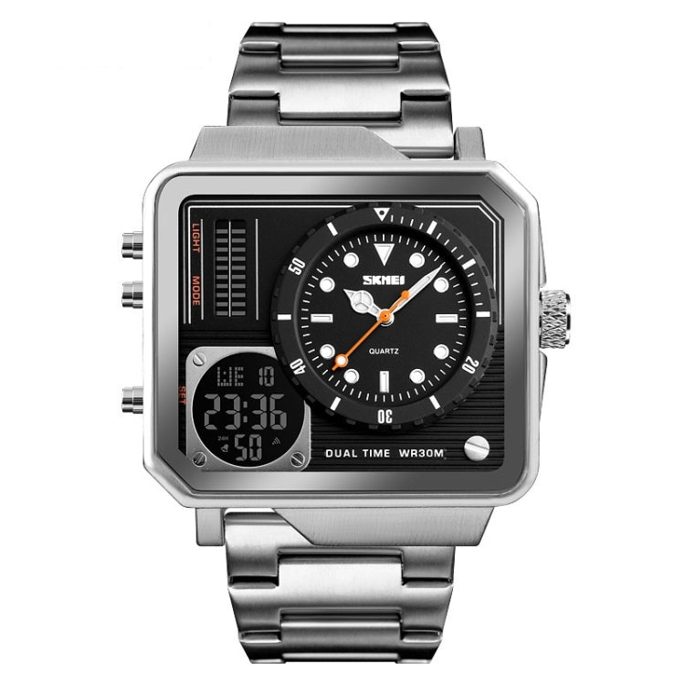 SKMEI 1392 Multi-Function Outdoor Sports Watch Business Double Display Water-resistant Electronic Watch(Silver)