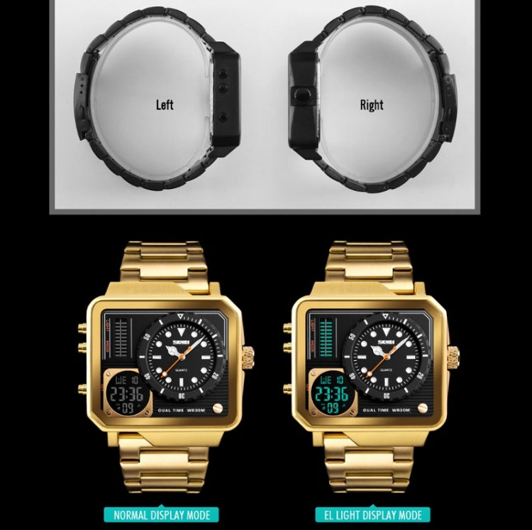 SKMEI 1392 Multi-Function Outdoor Sports Watch Business Double Display Water-resistant Electronic Watch(Black)