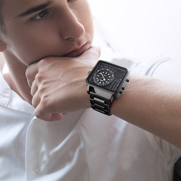 SKMEI 1392 Multi-Function Outdoor Sports Watch Business Double Display Water-resistant Electronic Watch(Black)