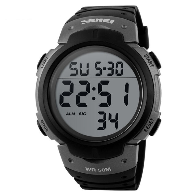 SKMEI 1068 Men Water-resistant Outdoor Sports Digital Watch Student Fashion Watch(Titanium)
