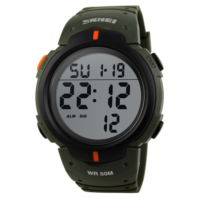 SKMEI 1068 Men Water-resistant Outdoor Sports Digital Watch Student Fashion Watch(ArmyGreen)