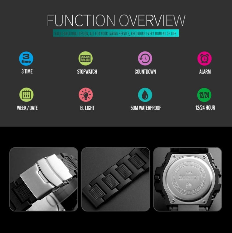 SKMEI 1452 Outdoor Sports Electronic Watch Multifunctional Water-resistant Watch(Red)