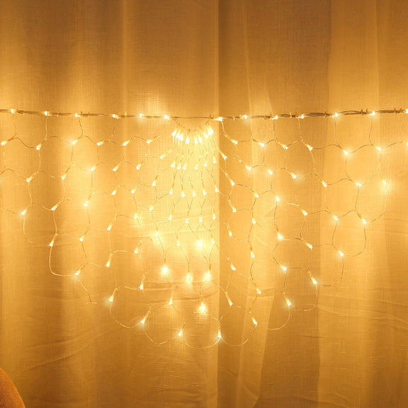 Peacock Lights LED Fishing Net Lights Outdoor Water-resistant String Lights Holiday Decoration Lights, EU Plug(Warm White Light)