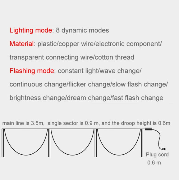 Peacock Lights LED Fishing Net Lights Outdoor Water-resistant String Lights Holiday Decoration Lights, EU Plug(Warm White Light)
