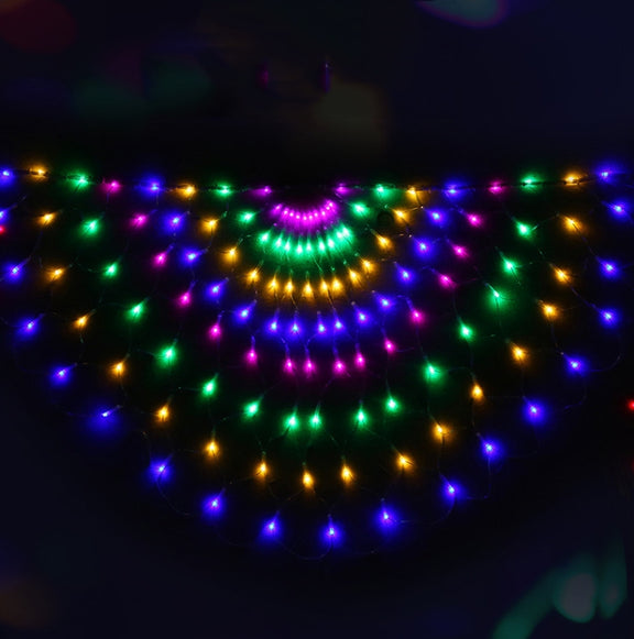 Peacock Lights LED Fishing Net Lights Outdoor Water-resistant String Lights Holiday Decoration Lights, EU Plug(Warm White Light)