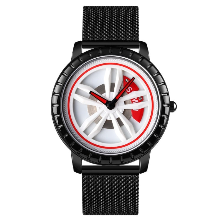 SKMEI 1634 Men Water-resistant Watch Fashion Quartz Watch(White Mesh Belt)