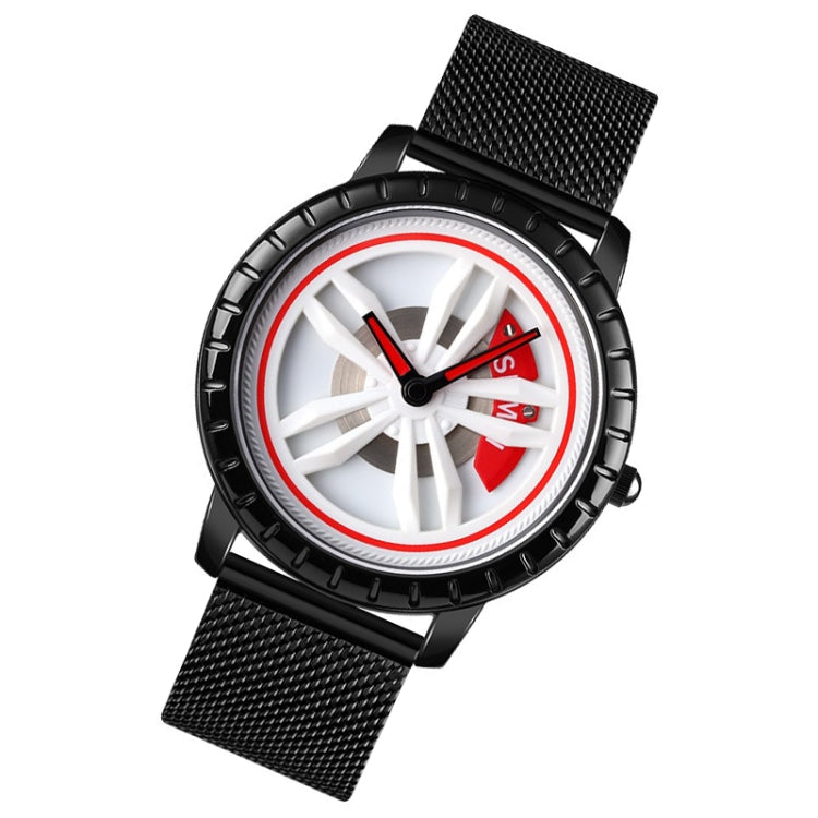 SKMEI 1634 Men Water-resistant Watch Fashion Quartz Watch(White Mesh Belt)