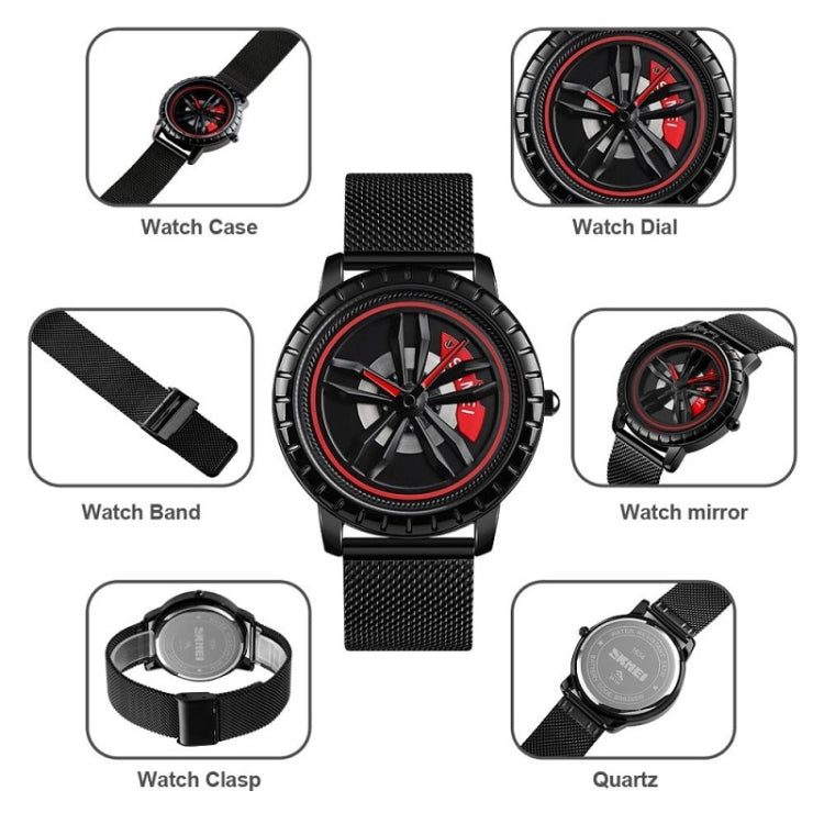SKMEI 1634 Men Water-resistant Watch Fashion Quartz Watch(White Mesh Belt)