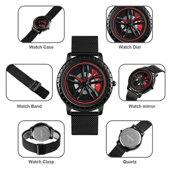 SKMEI 1634 Men Water-resistant Watch Fashion Quartz Watch(White Mesh Belt)