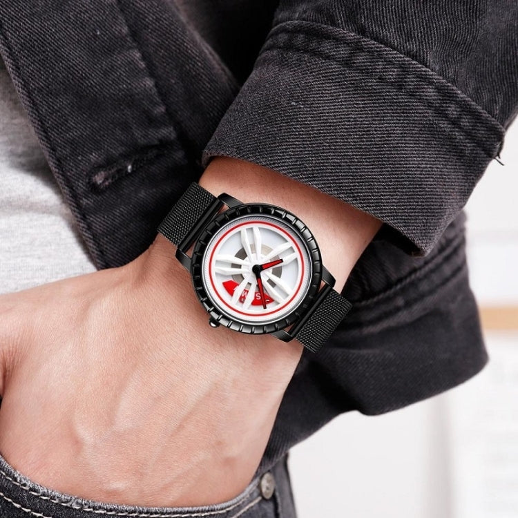 SKMEI 1634 Men Water-resistant Watch Fashion Quartz Watch(White Mesh Belt)