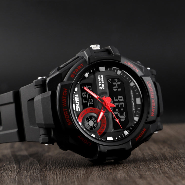 SKMEI 1357 Mens Multifunctional Sports Digital Watch Student Water-resistant Watch(Red)