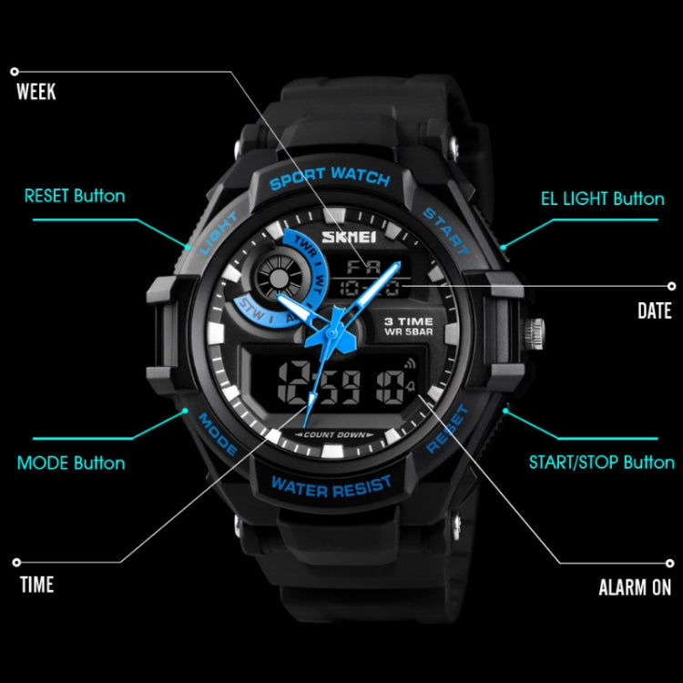 SKMEI 1357 Mens Multifunctional Sports Digital Watch Student Water-resistant Watch(Red)