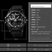 SKMEI 1357 Mens Multifunctional Sports Digital Watch Student Water-resistant Watch(Red)