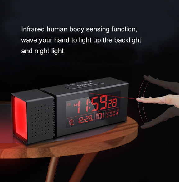 TS-P30 Multifunctional Night Light Alarm Digital Clock with FM Radio & Temperature / Humidity Display & IR Sensor Function(White)