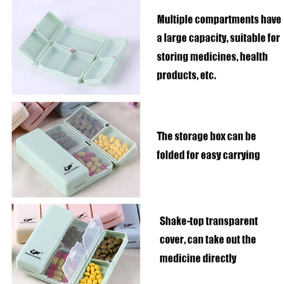 Folding Portable Sealed and Dispensing Small Pill Box(Green)