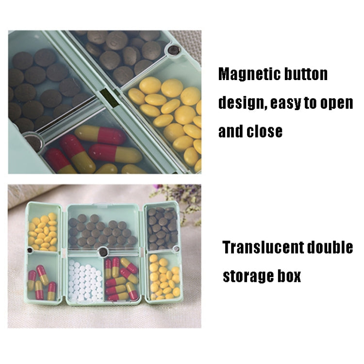 Folding Portable Sealed and Dispensing Small Pill Box(Green)