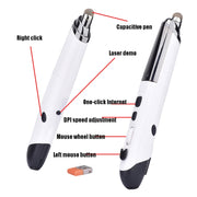 PR-08 1600DPI 6 Keys 2.4G Wireless Electronic Whiteboard Pen Multi-Function Pen Mouse PPT Flip Pen(Blue)