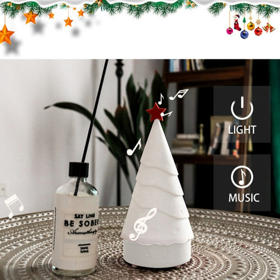 Silicone Night Light Christmas Tree with Music Holiday Decorative Lamp(Colorful Light)
