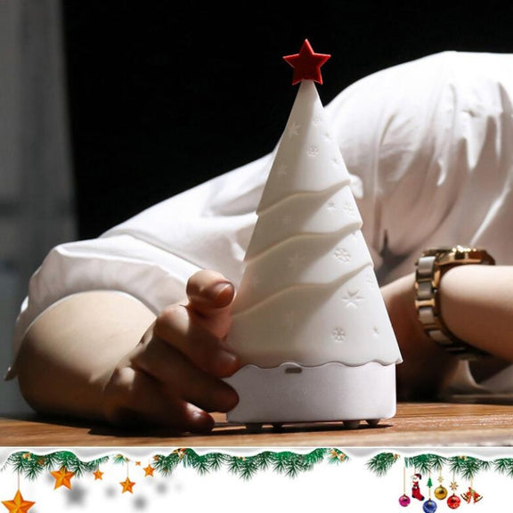 Silicone Night Light Christmas Tree with Music Holiday Decorative Lamp(Colorful Light)