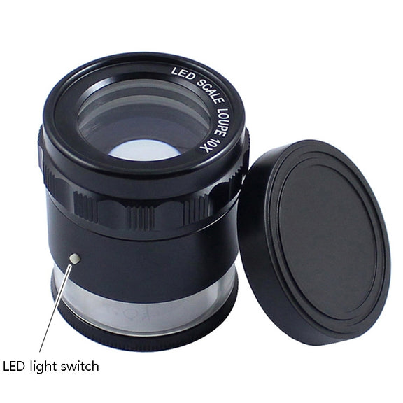 8 LED Lights 3 Groups Of Optical Glass HD With Scale 10 Times Magnifying Glass, Specification: Complex Scale Board