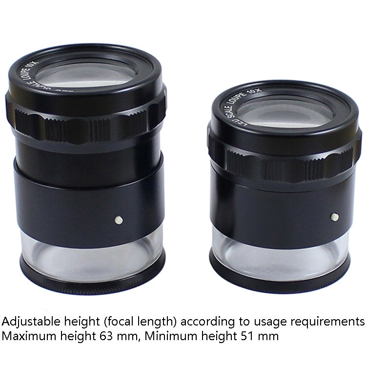 8 LED Lights 3 Groups Of Optical Glass HD With Scale 10 Times Magnifying Glass, Specification: Complex Scale Board