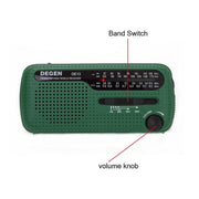 DE13 Hand-Cranked Power Full Band Solar Charging Emergency Outdoor Radio(Green)