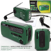 DE13 Hand-Cranked Power Full Band Solar Charging Emergency Outdoor Radio(Green)