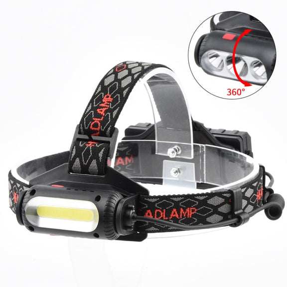 TG-TD113 T6+COB Head-Mounted USB Charging Rotating Multi-Function Headlight White Red And Green Three Light Sources Headlight (With Charging Set)