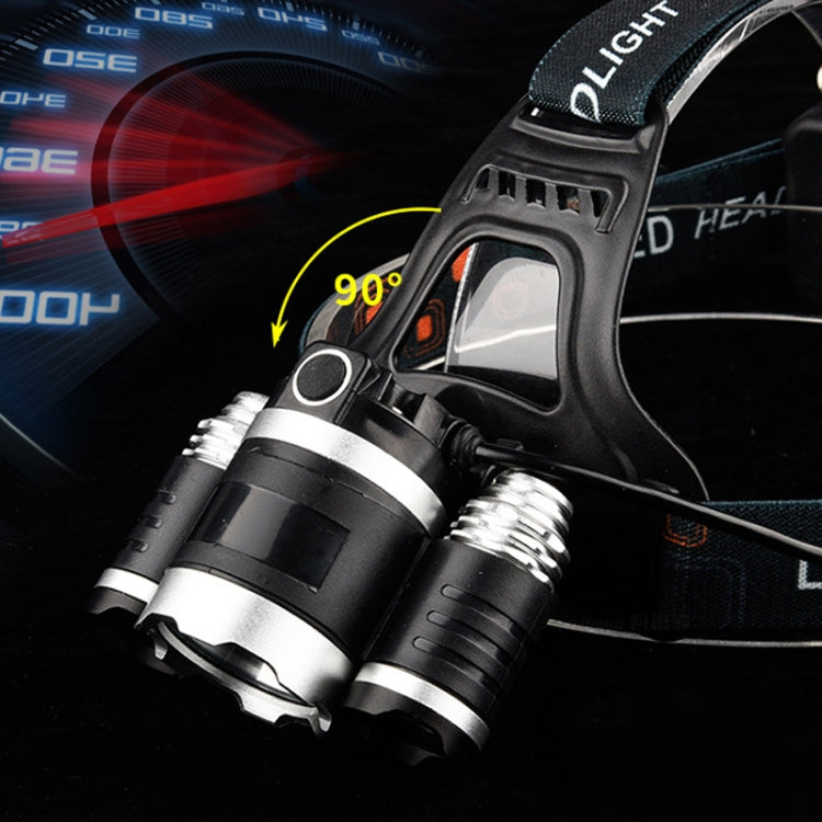 Strong Light Long-Range Rechargeable Three-Head Lamp Outdoor Fishing Lamp Led Head-Mounted Flashlight (3T6 Without Battery)