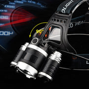 Strong Light Long-Range Rechargeable Three-Head Lamp Outdoor Fishing Lamp Led Head-Mounted Flashlight (3T6 Without Battery)