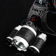 Strong Light Long-Range Rechargeable Three-Head Lamp Outdoor Fishing Lamp Led Head-Mounted Flashlight (3T6 Without Battery)