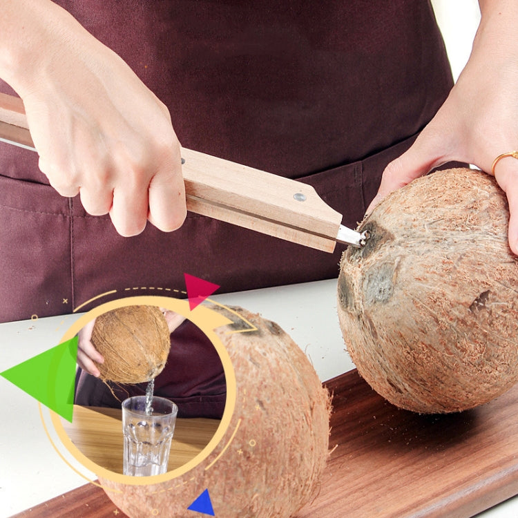 Multifunctional Stainless Steel Coconut Shell Opener With Wooden Handle Coconut Meat Knife Kitchen Gadgets, Specification: Knock Coconut Knife