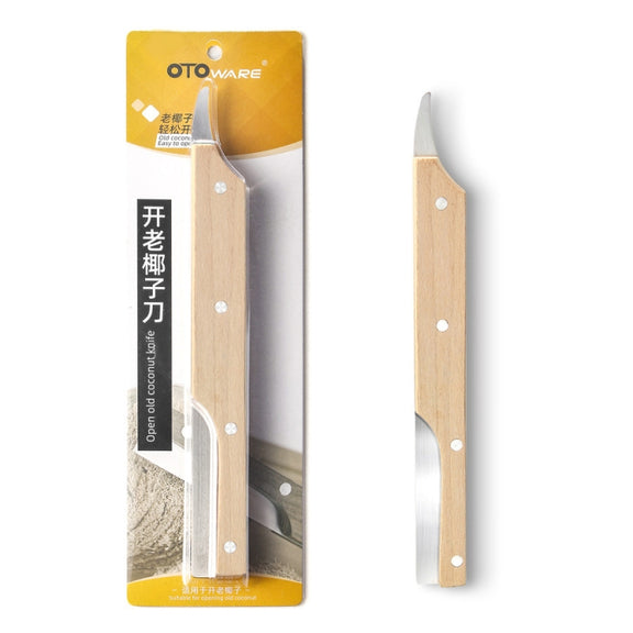 Multifunctional Stainless Steel Coconut Shell Opener With Wooden Handle Coconut Meat Knife Kitchen Gadgets, Specification: Knock Coconut Knife