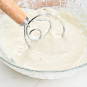 2 PCS 13 Inch Oak Handle Flour Mixer Dough Stainless Steel Mixing Rod Coil Whisk Three Circle Agitator