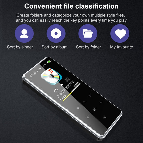 M22 Portable Bluetooth Touch Screen MP3 Player Recorder E-Book, Memory Capacity: 8GB(Black)